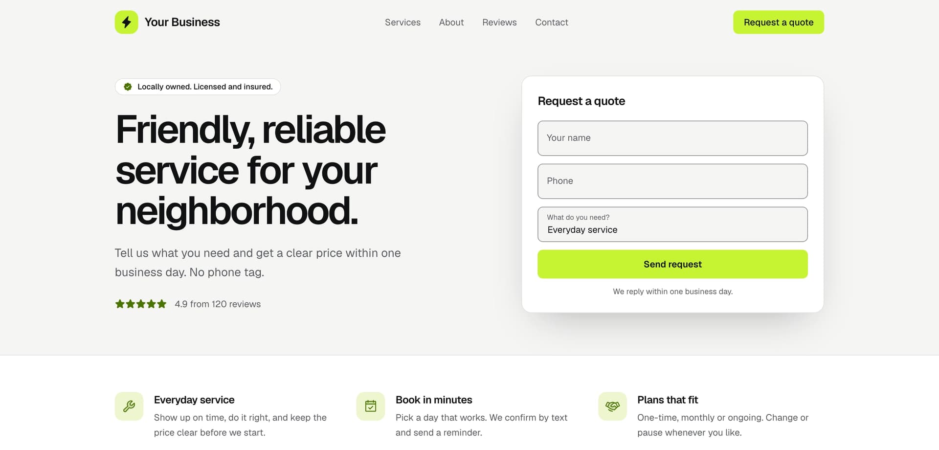 A business website, found through search